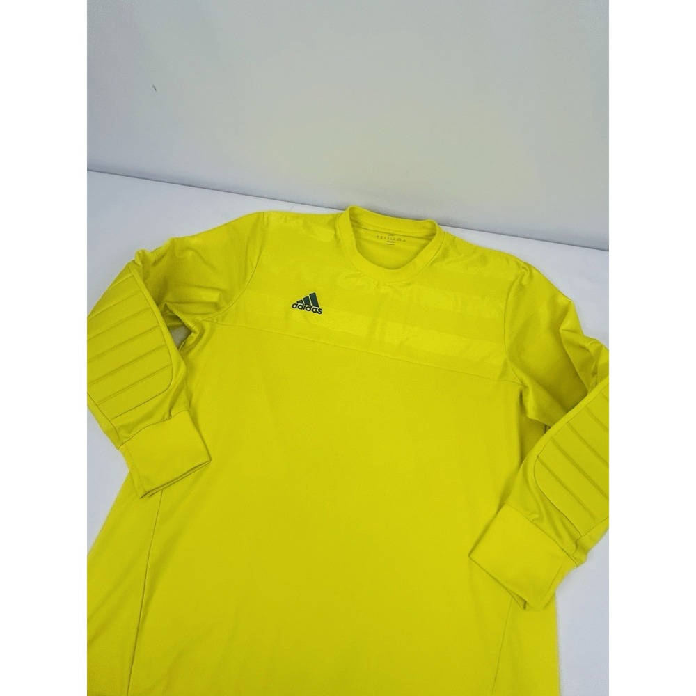 Adidas Mens XL Soccer Jersey Padded Elbows Goalie Climalite Yellow Long Sleeve